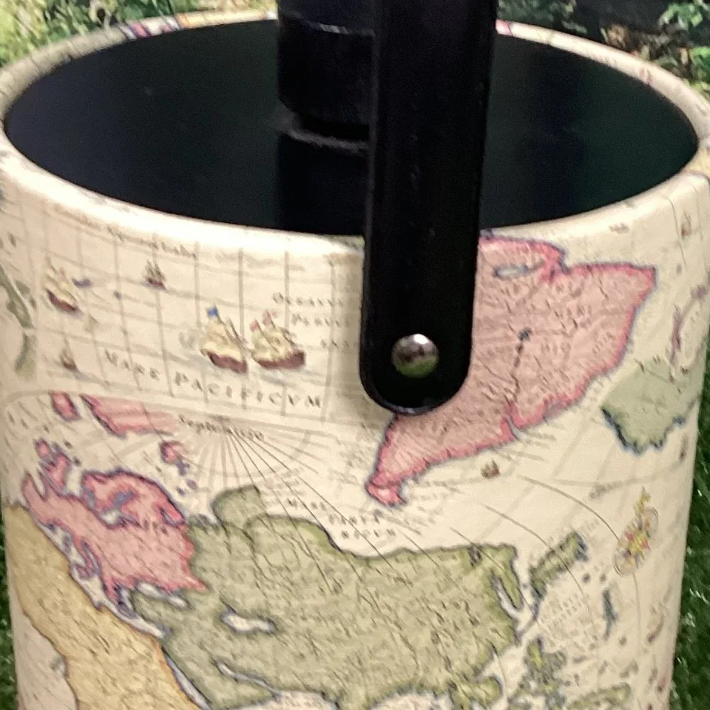 Vintage World Map Ice Bucket Retro